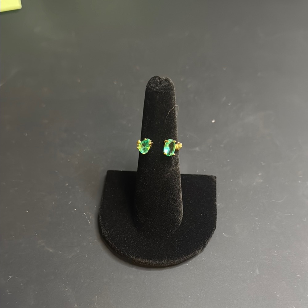 Elegant Gold and Green Stud Earrings